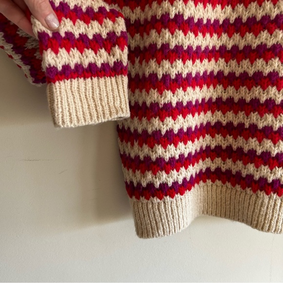 Rebecca Minkoff Red Stripe Chunky Knit Wool Blend Sweater Size Med - Picture 13 of 16